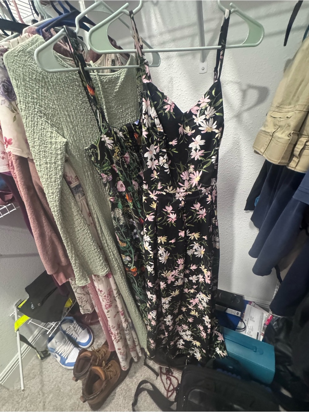 Dkny Black Midi Slip Dress with Pink Floral Print